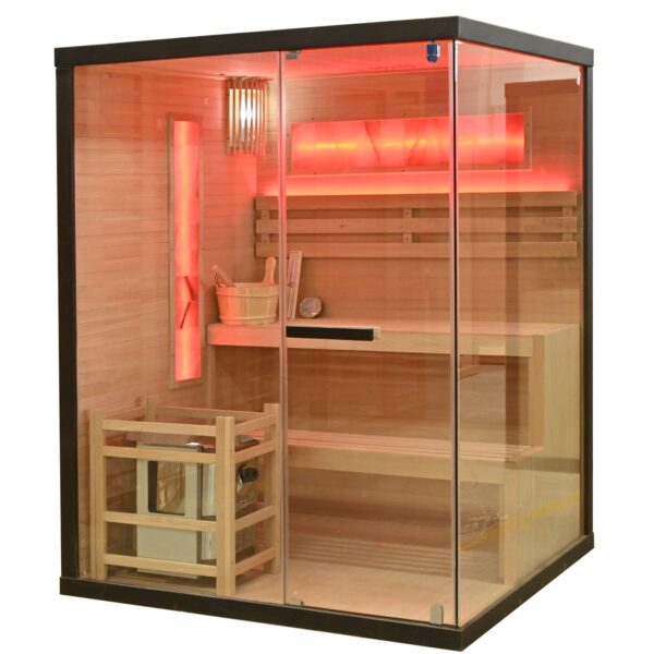 sauna finlandese 3 persone con mattoni di sale rosa