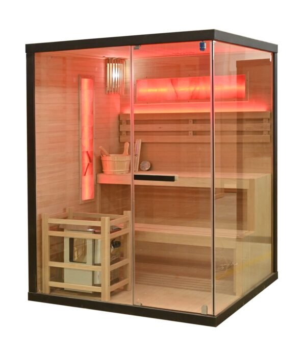 sauna finlandese 3 persone con mattoni di sale rosa