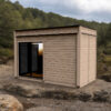 SAUNA DA ESTERNO e giardino con grande vetrata frontale