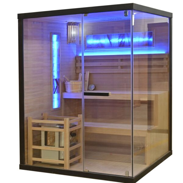 sauna finlandese con mattoni di sale