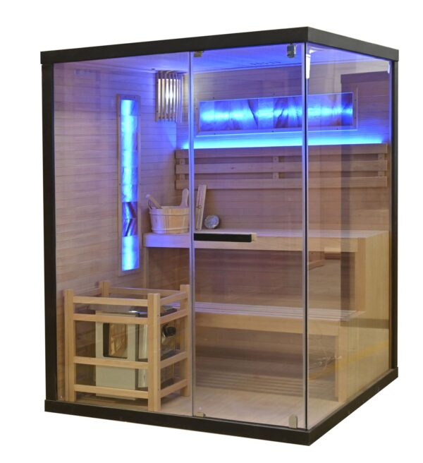 sauna finlandese con mattoni di sale