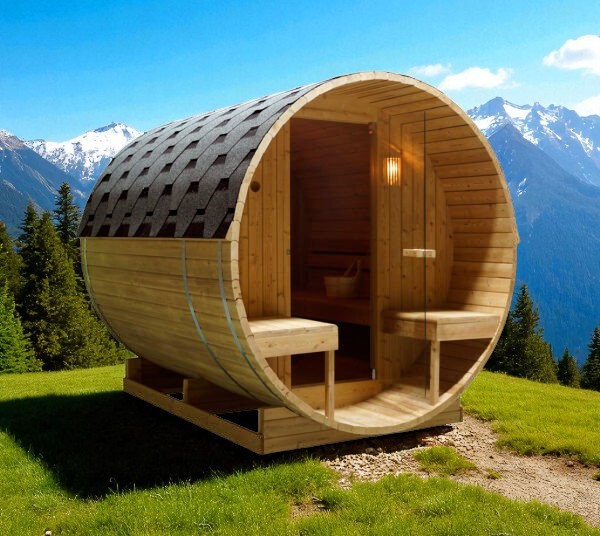 foto sauna da esterno ambientata